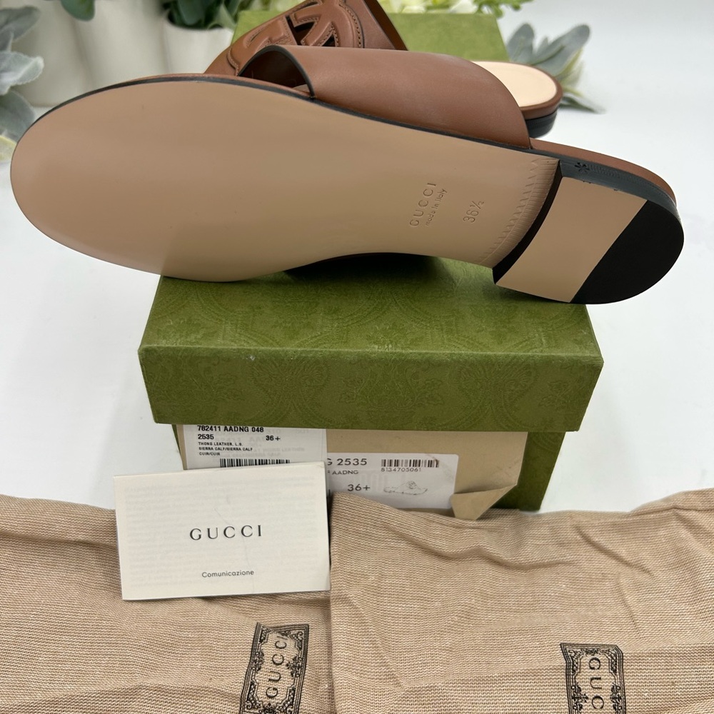 Women's Gucci interlocking G leather sandals size 36.5 made in Italy - Picture 6 of 12